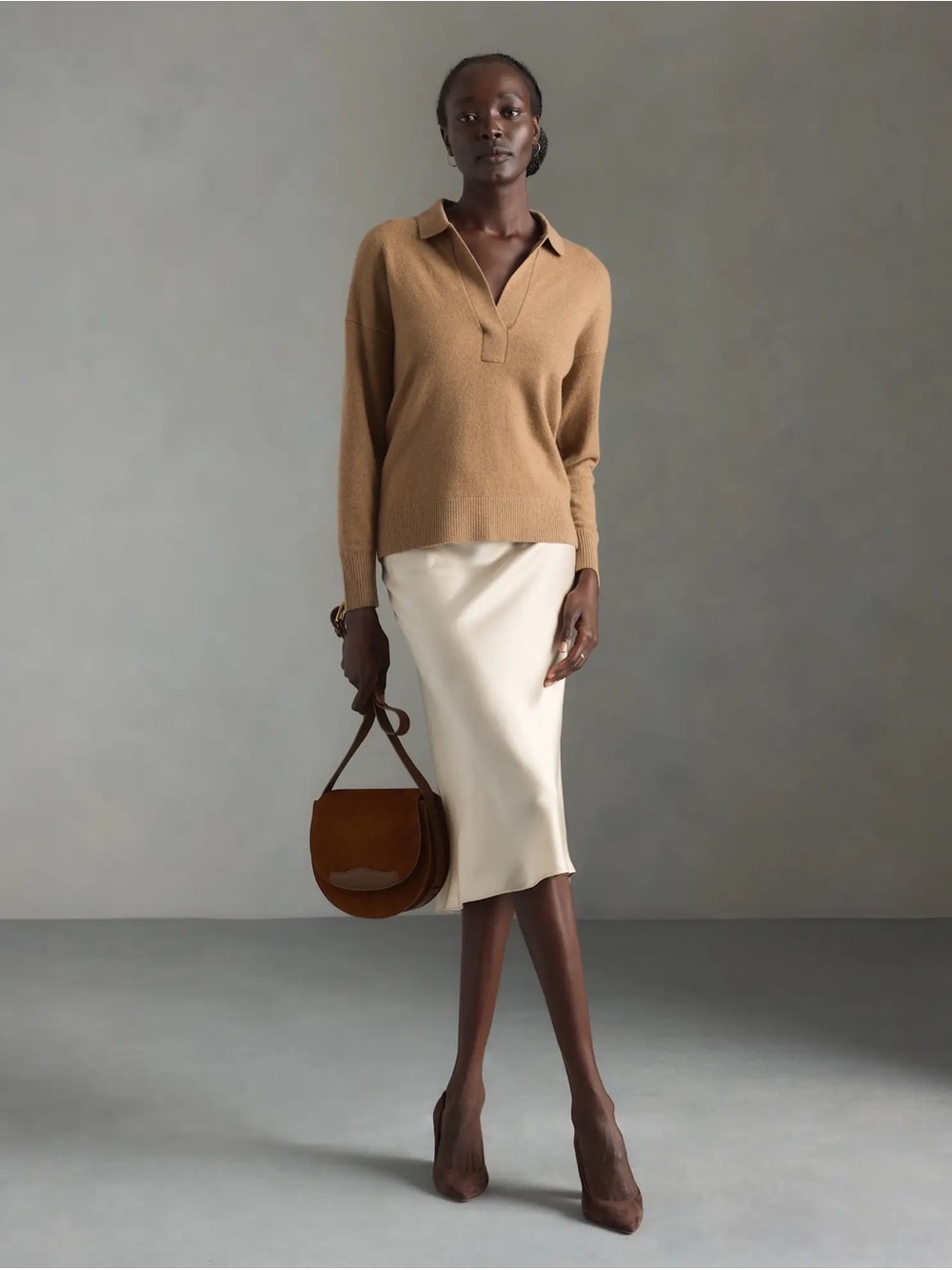 Quince 100% Washable Silk Skirt in Champagne